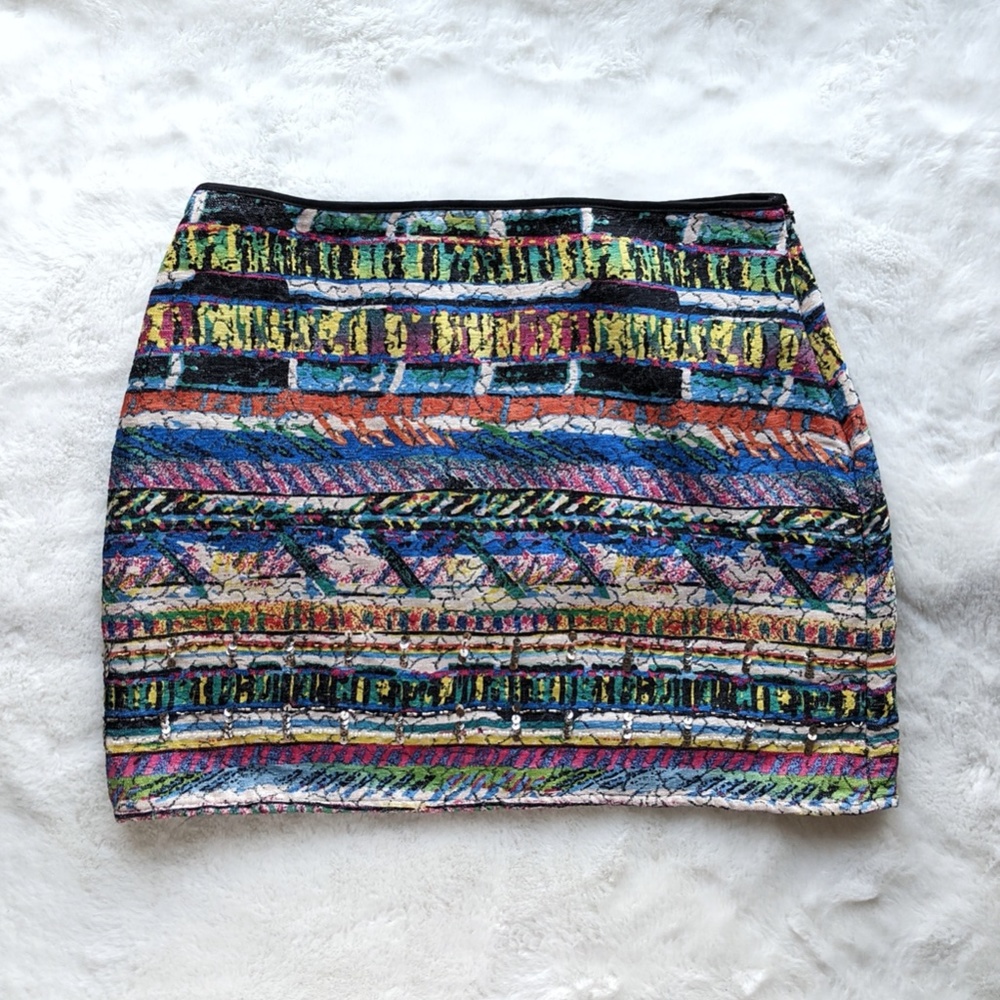 Mustard Seed Velvet Rainbow Mini Skirt